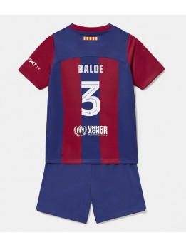 Otroški Nogometna dresi replika Barcelona Alejandro Balde #3 Domači 2023-24 Kratek rokav (+ hlače)